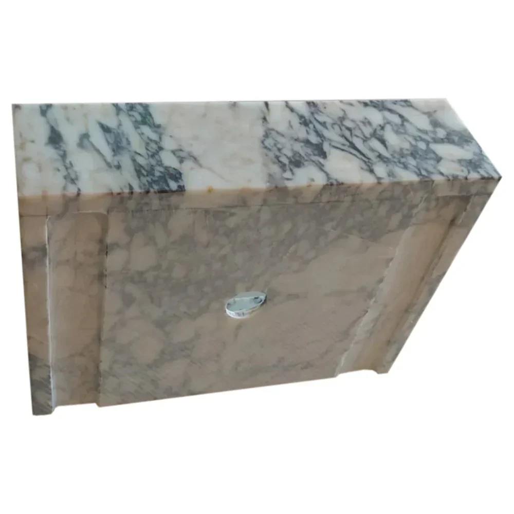 Calacatta Viola Marble Rectangular Wall-mount Bathroom Sink Drain Cap (W)14" (W)18" (H)5" - Image 4