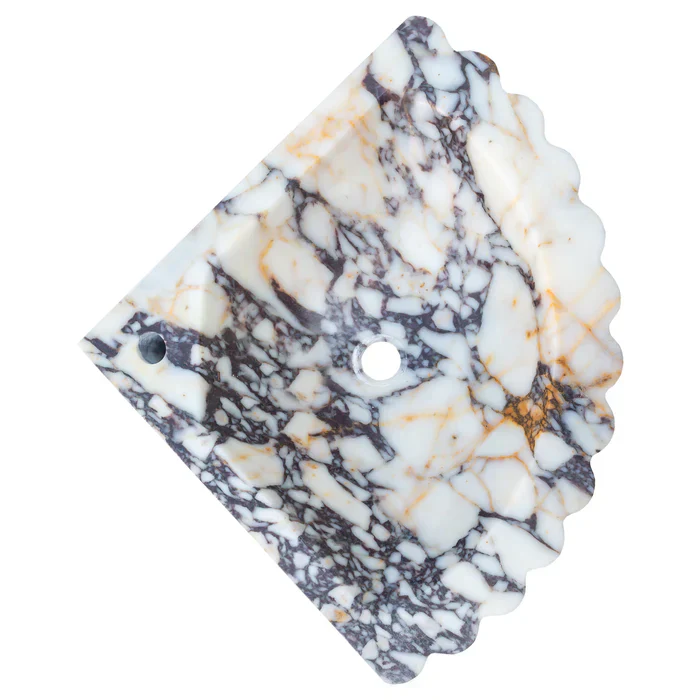 Calacatta Viola Marble Wall-mount Bathroom Corner Vanity Sink Ribbed (W)20" (L)20" (H)7" - Image 6