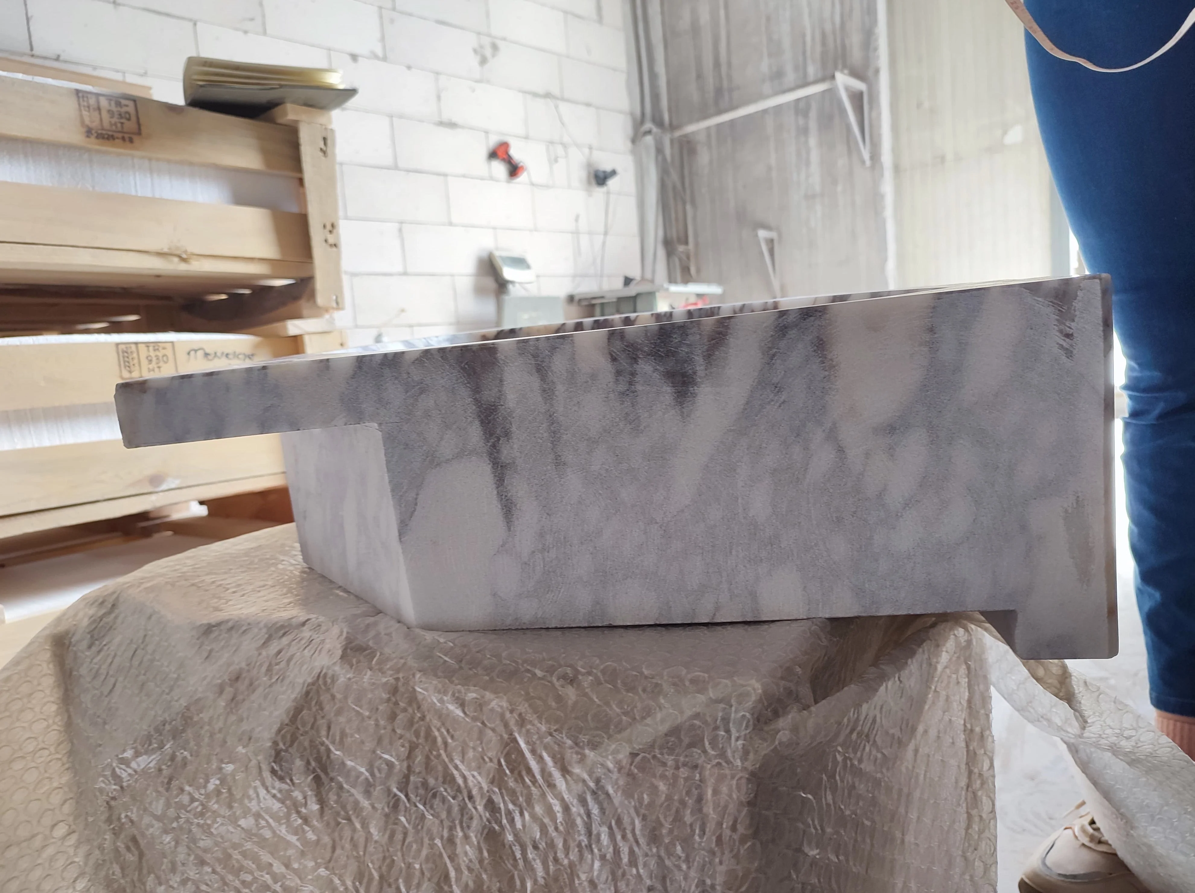 Calacatta Viola Marble Wall-mount Bathroom Corner Vanity Sink Ribbed (W)20" (L)20" (H)7" - Image 9
