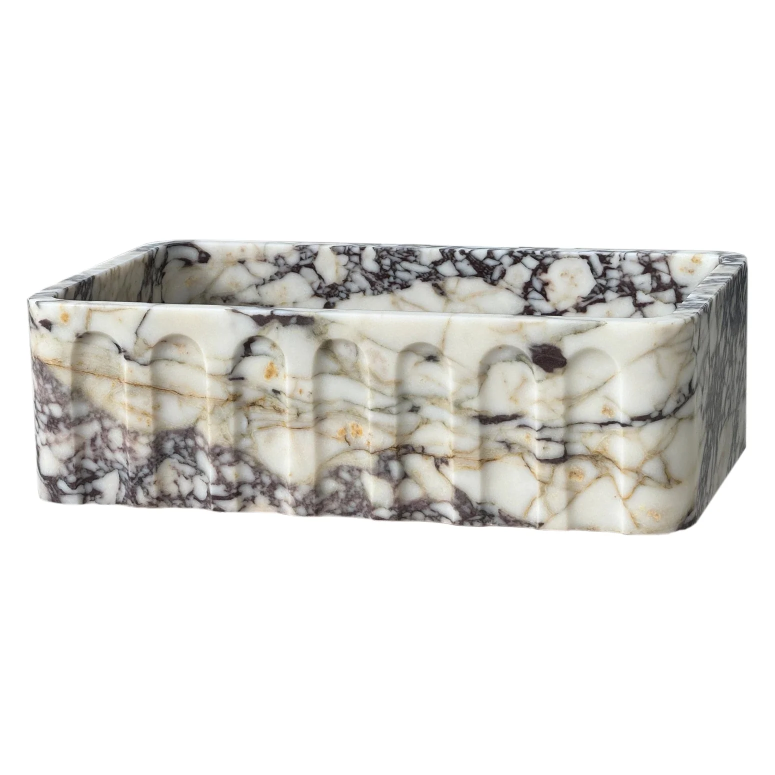 Calacatta Viola Marble Wall-mount Bathroom Vanity Sink Fluted Front (W)19.5" (L)31.5" (H)10" - Image 4