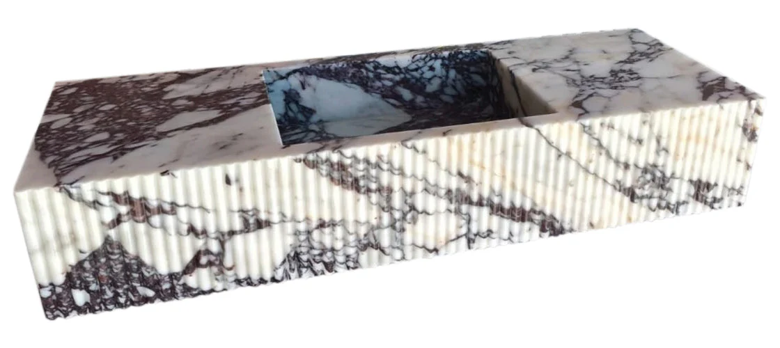 Calacatta Viola Marble Wall-mount Bathroom Vanity Sink Fluted Front (W)20" (L)56" - Image 6