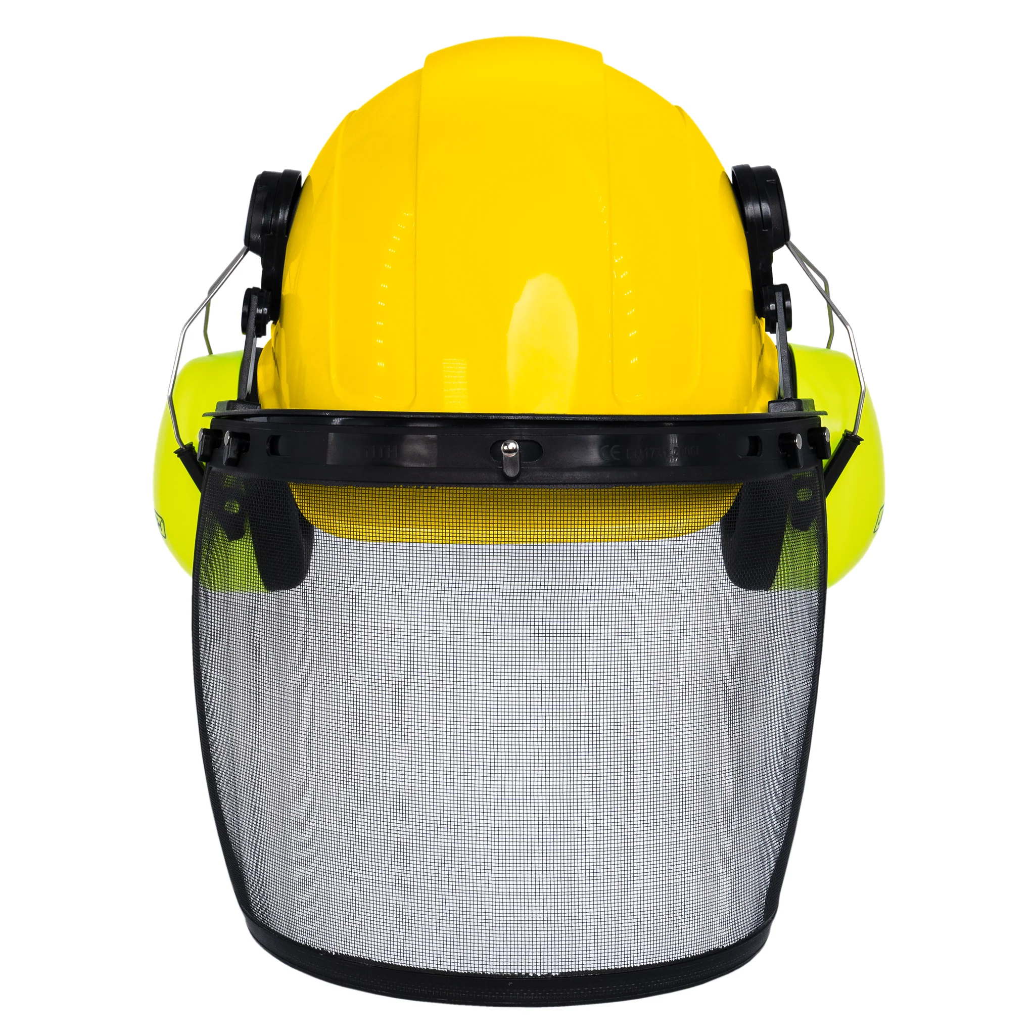 Cap Style Hard Hat with Mountable Lime Earmuffs and Mesh Face Shield - Image 16