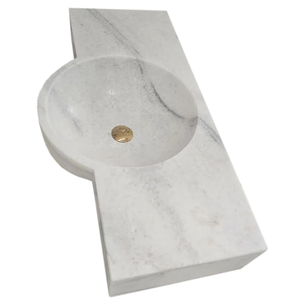 Carrara White Marble Above-vanity Wall-mount Bathroom Sink (W)16" (L)36" - Image 4