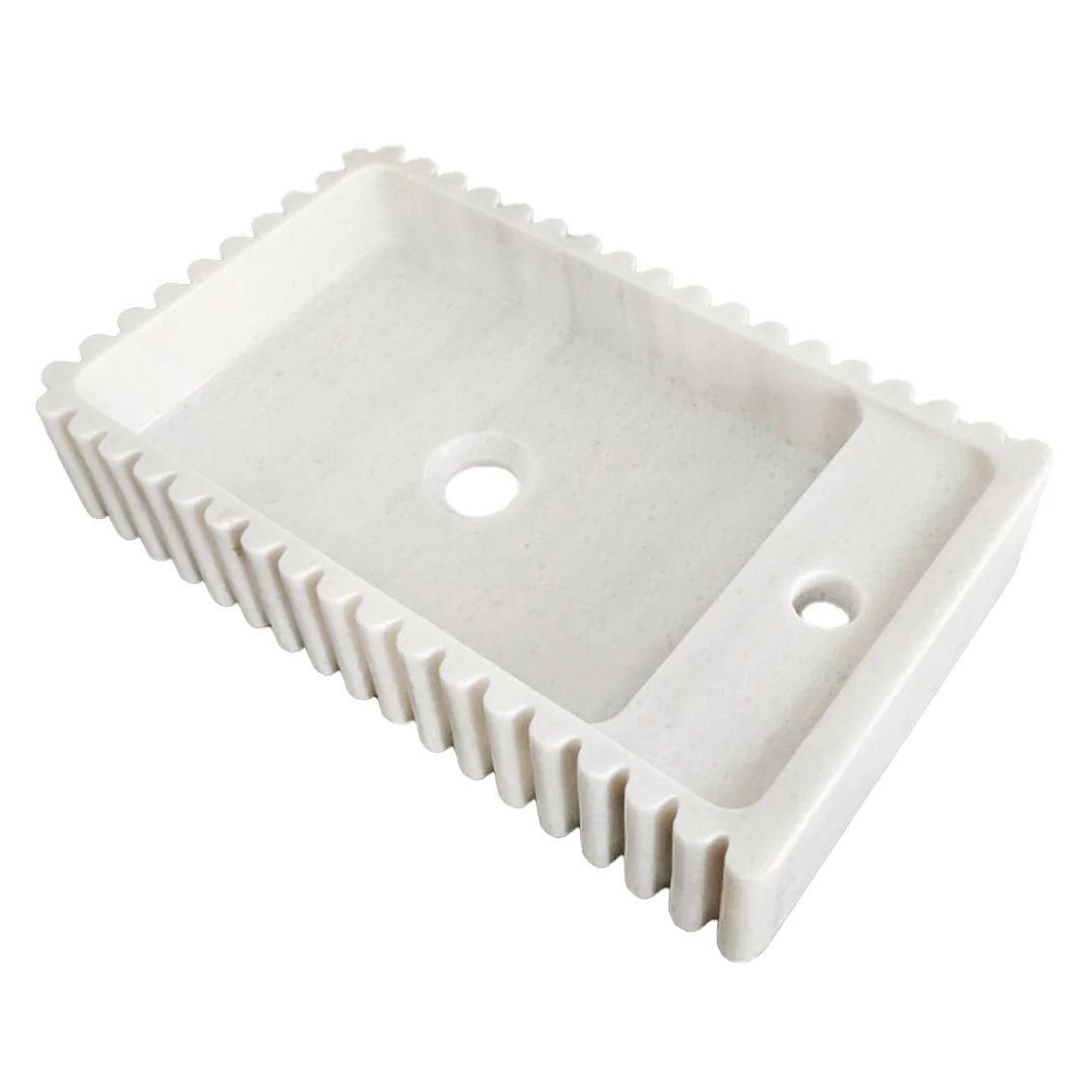 Carrara White Marble Wall-mount Bathroom Vanity Sink Fluted/Reeded (W)12" (L)20" (H)4" - Image 7