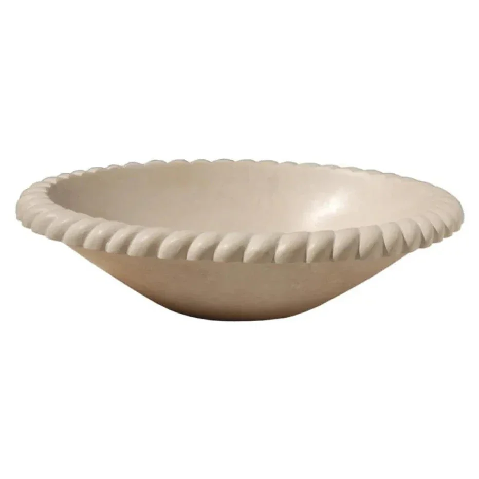 Champagne Limestone Oval Braid Self-rimming Above Vanity Bathroom Sink (W)18" (L)22" (H)6" - Image 2