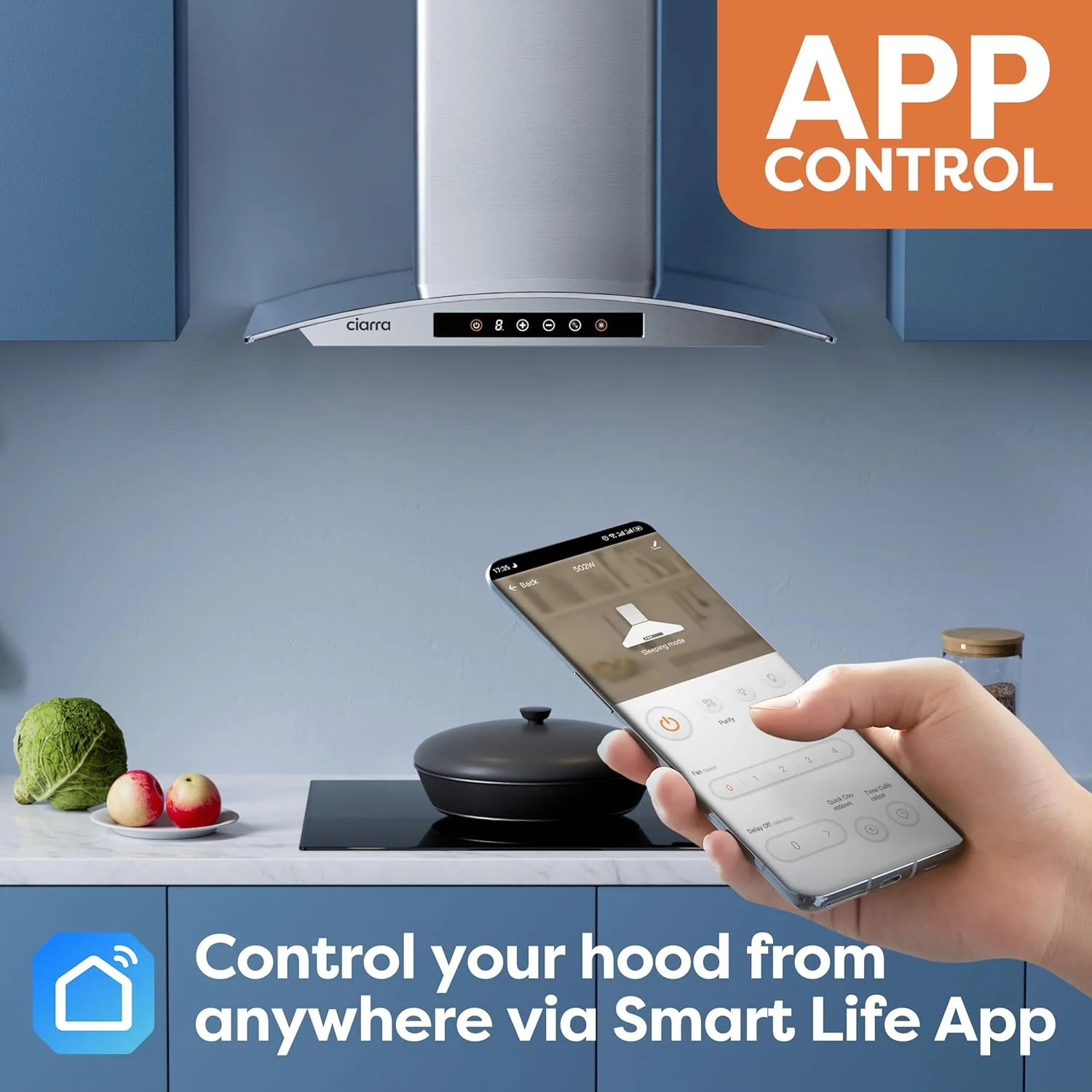 CIARRA 30 Inch Smart Wall Mount Canopy Range Hood With Alexa And Google Home Voice Control CAS75502W-OW - Image 3