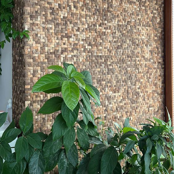 Coconut Shell Basketweave Mesh-mounted Mosaic Wall Tile - Livfloors Collection - Image 3