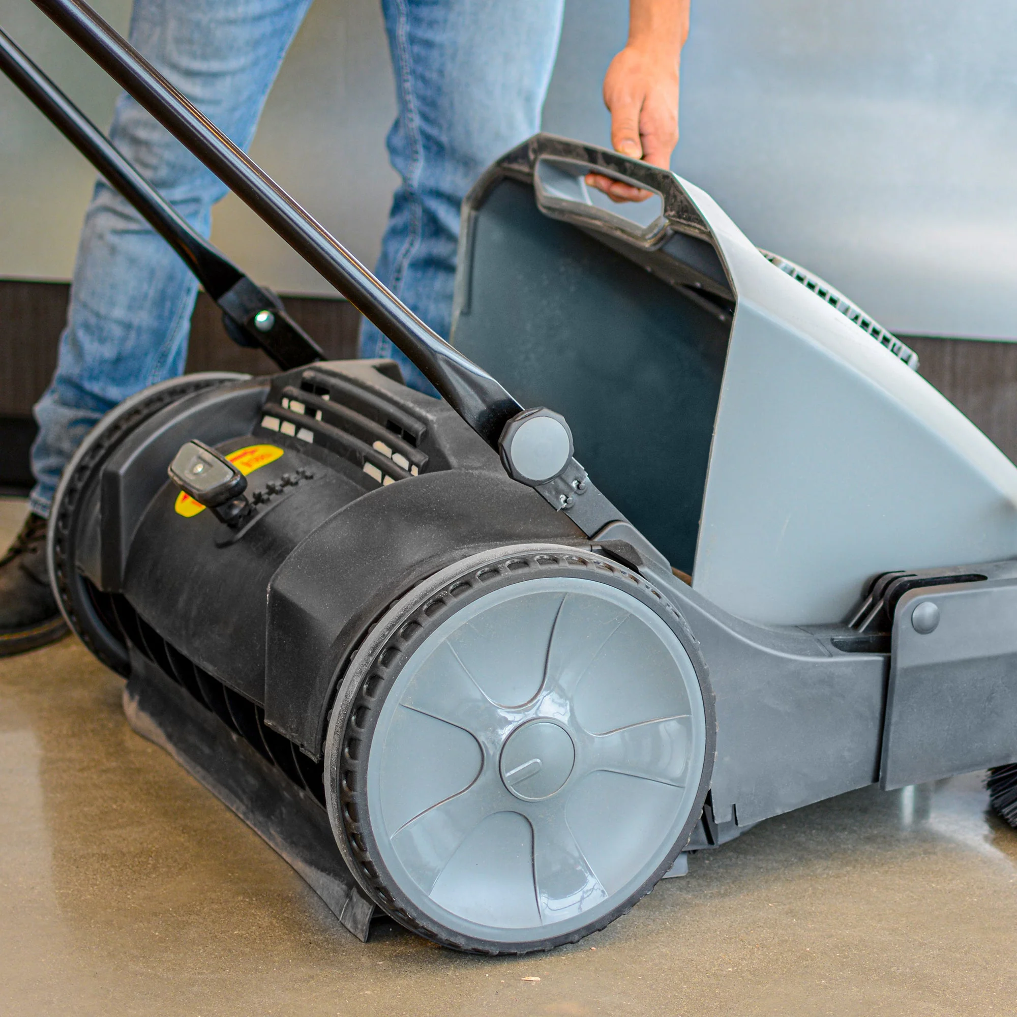 Commercial 38" Push Sweeper with Triple Power Brooms - Image 10