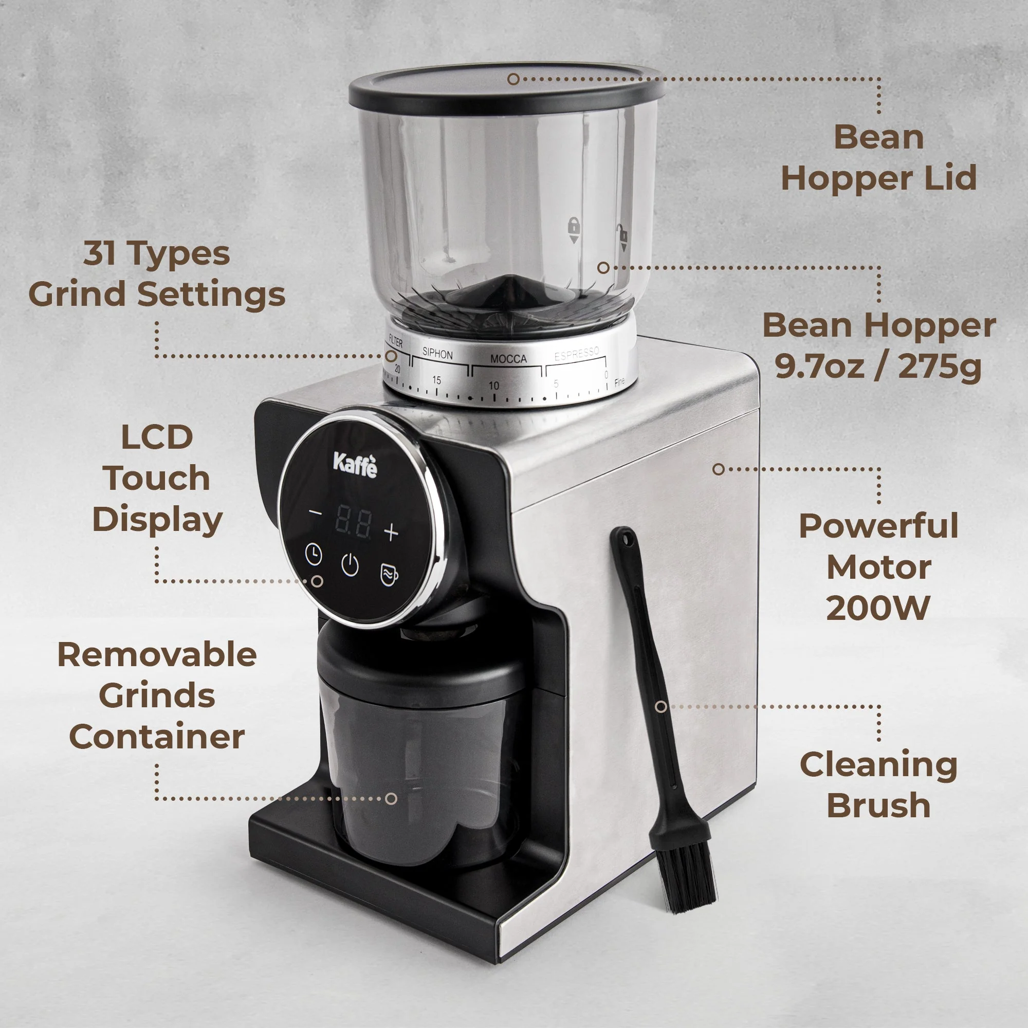 Conical Burr Coffee Grinder, KF8091 - Image 4
