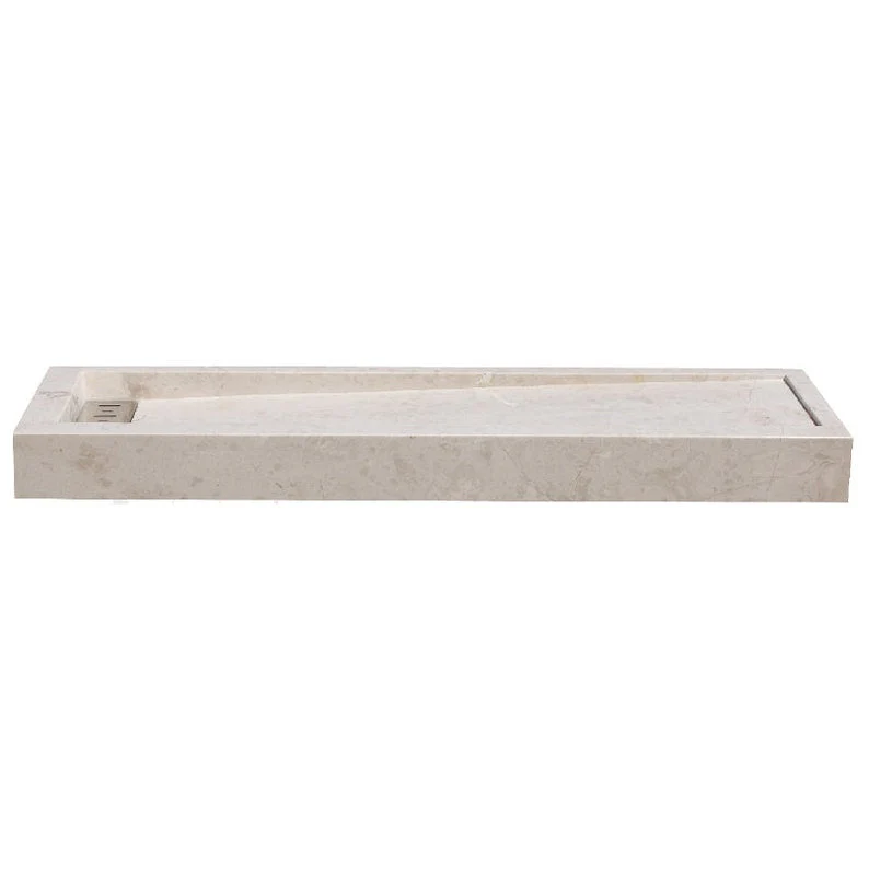 Cream Royal Marble Rectangular Shower Base Hand-carved from Solid Marble Block (W)16" (L)48" - Image 2