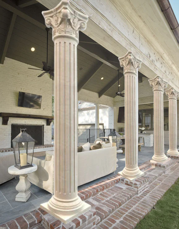 Crema Marfil Marble Corinthian Greek Hand-carved Column (W)20" (L)20" (H)109" - Image 2