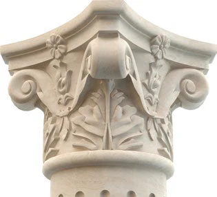 Crema Marfil Marble Corinthian Greek Hand-carved Column (W)20" (L)20" (H)109" - Image 3