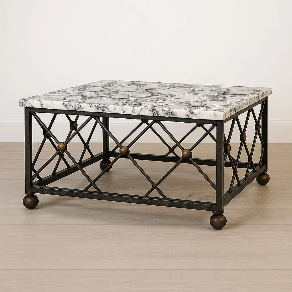 DemarForge Coffee Table 101M - Wrought Iron Calacatta Viola Marbletop