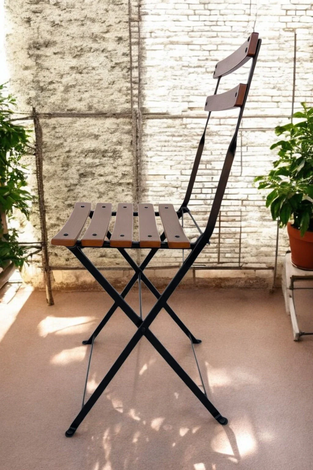DemarForge Folding Chair 5508 - Stackable - European Chestnut Wood Clear Coated Slats (Set of 2) - Image 11