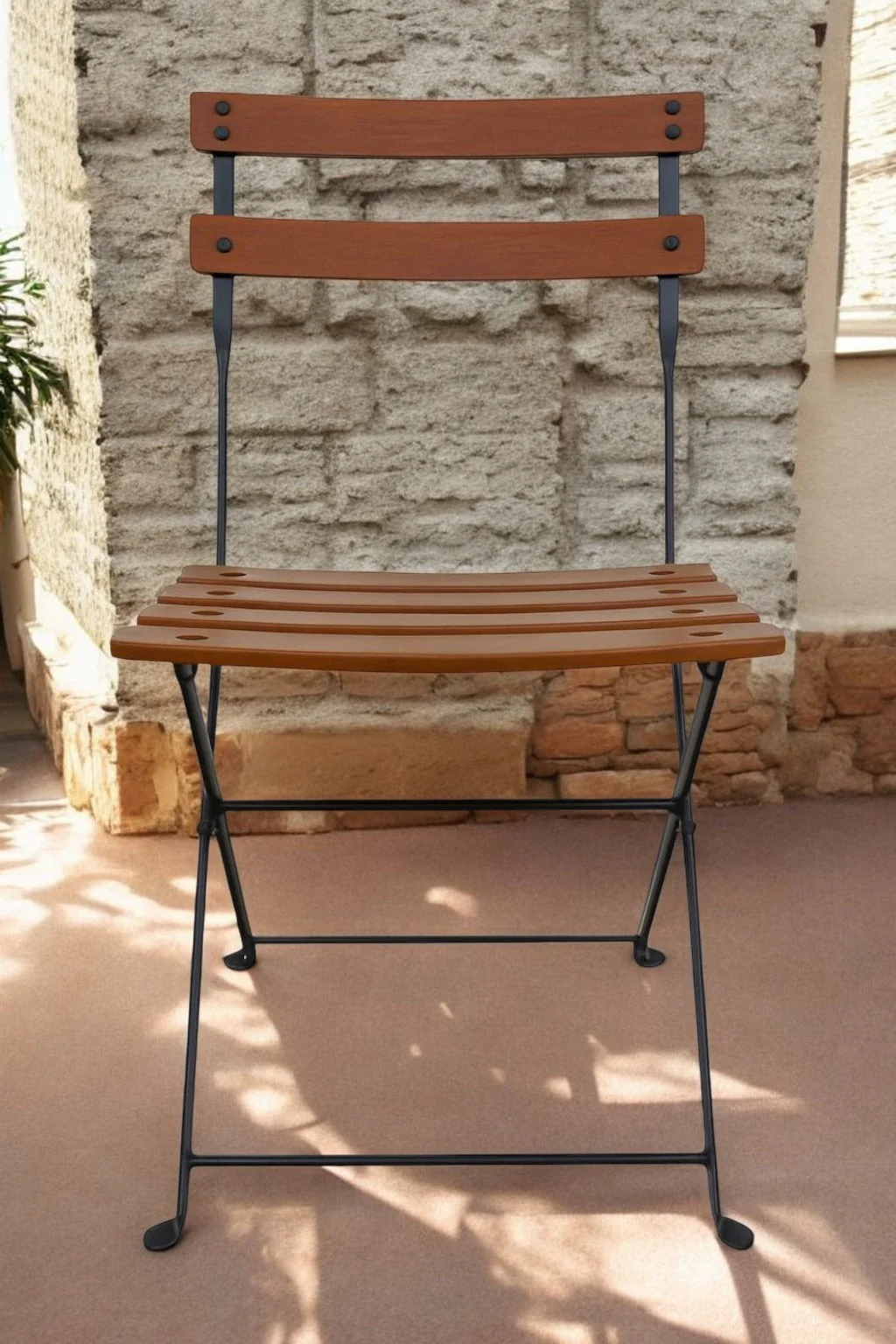 DemarForge Folding Chair 5508 - Stackable - European Chestnut Wood Clear Coated Slats (Set of 2) - Image 12