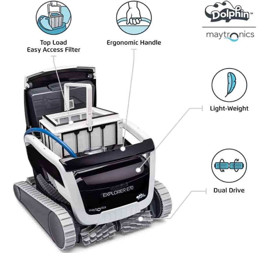 Dolphin Explorer E70 Robotic Pool Cleaner w/ Caddy - Image 4