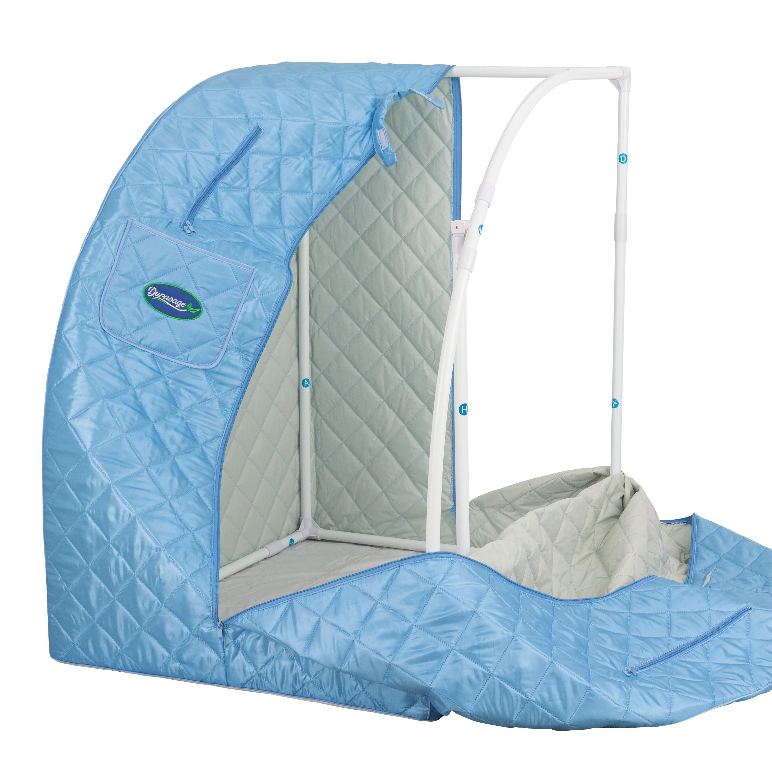 Durasage Health - Durasage Lightweight Portable Personal Steam Sauna Spa for Relaxation at Home, 60 Minute Timer, 800 Watt Steam Generator, Chair Included - Light Blue - Image 8