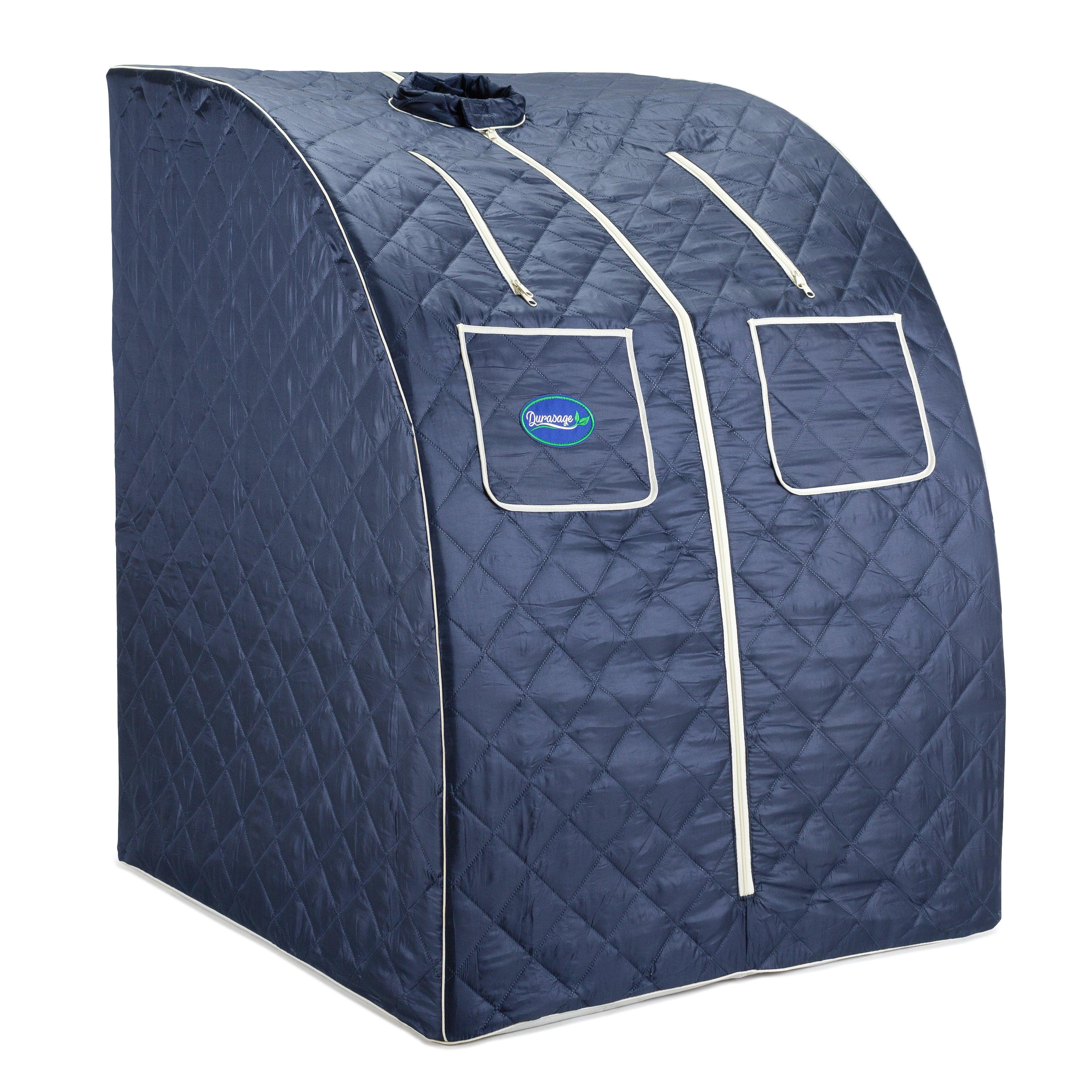 Durasage Health - Durasage Oversized Portable Personal Steam Sauna Spa for Relaxation at Home, 60 Minute Timer, 800 Watt Steam Generator, Chair Included - Satin Blue - Image 2