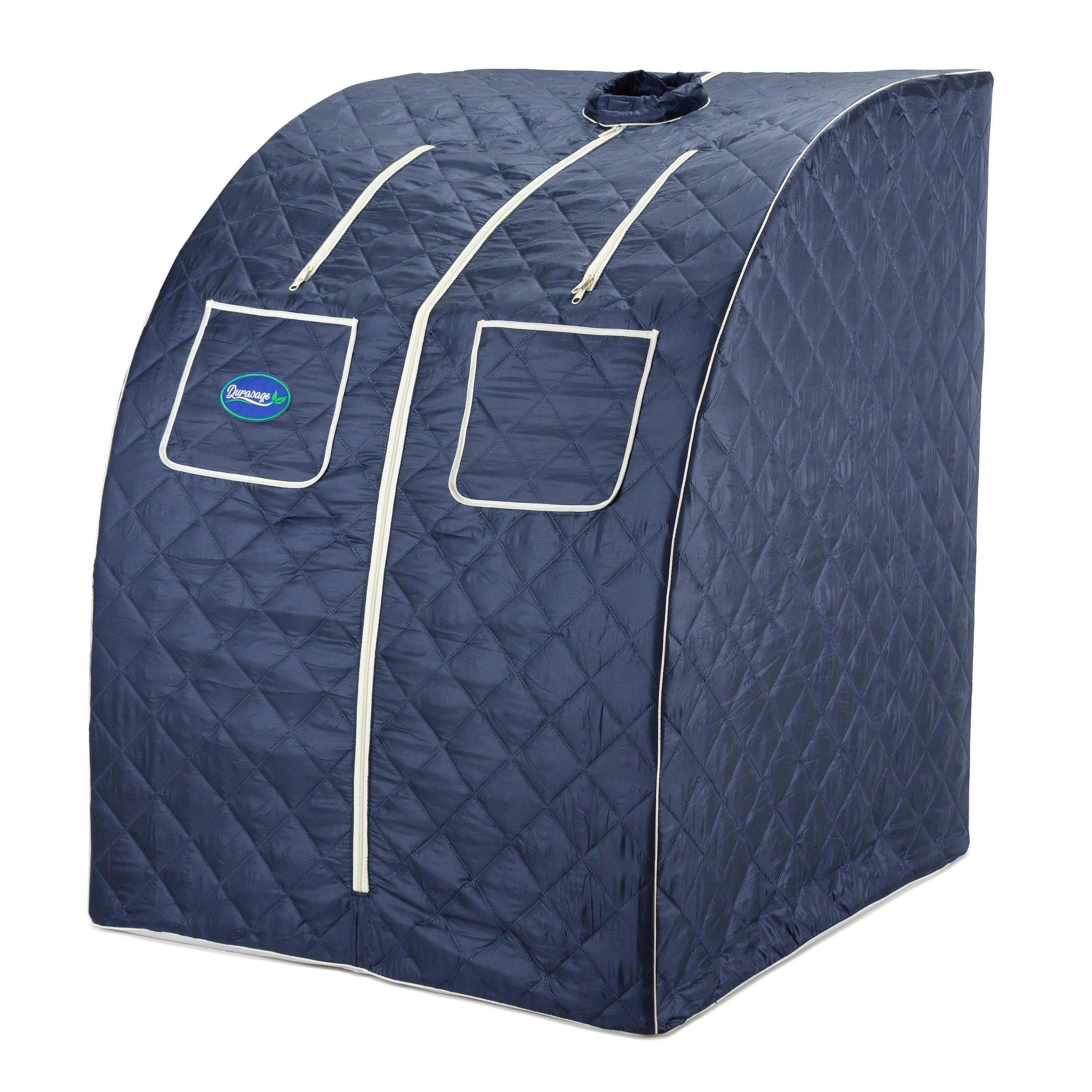 Durasage Health - Durasage Oversized Portable Personal Steam Sauna Spa for Relaxation at Home, 60 Minute Timer, 800 Watt Steam Generator, Chair Included - Satin Blue - Image 3