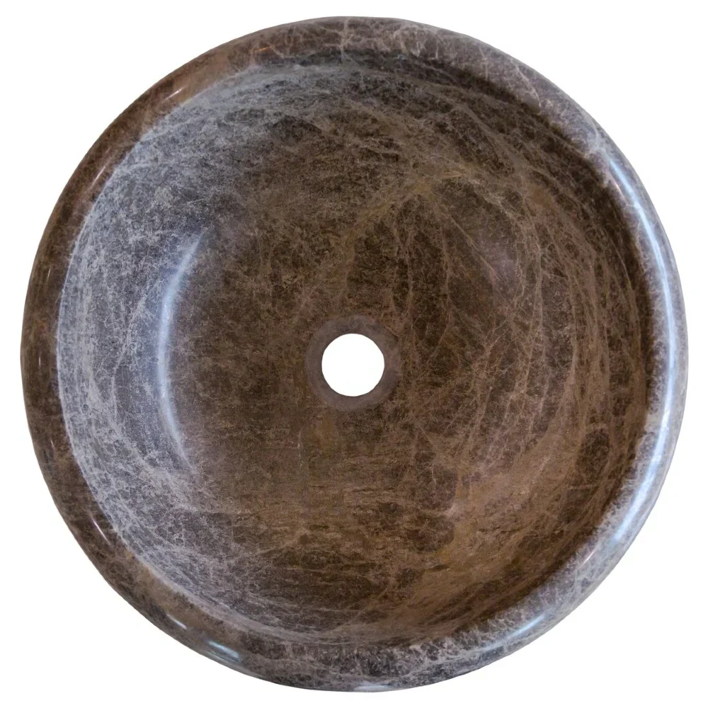 Emperador Brown Natural Stone Marble Drop-in or Above Vanity Bathroom Vessel Sink - Image 2