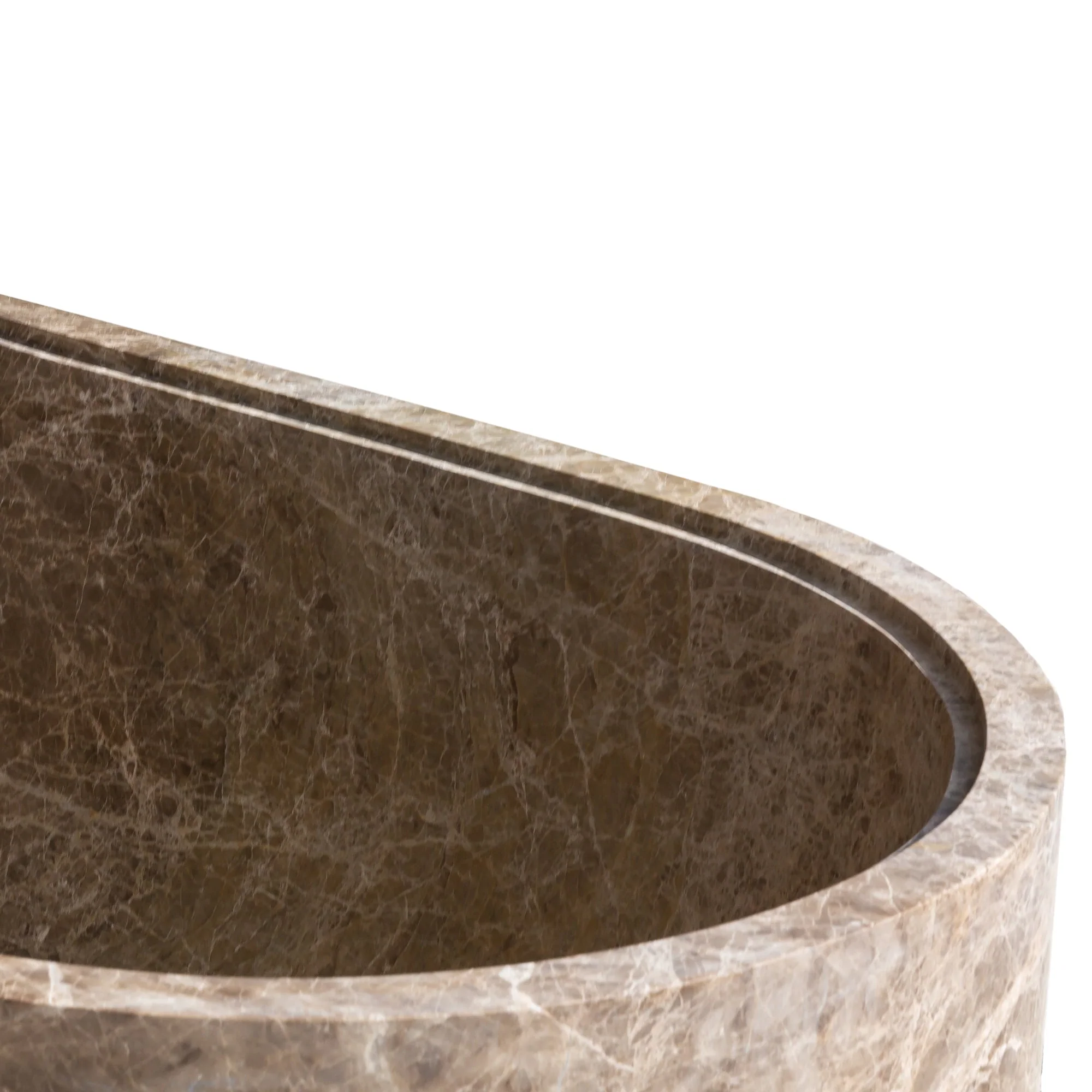 Emperador Light Marble Bathtub Hand-carved from Solid Marble Block (W)29.5" (L)67" (H)19.5" - Image 6