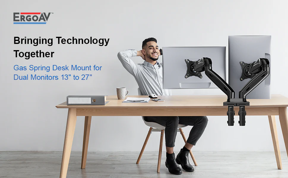 ErgoAV-Gas spring monitor mount for dual monitors up to 27" - Image 2