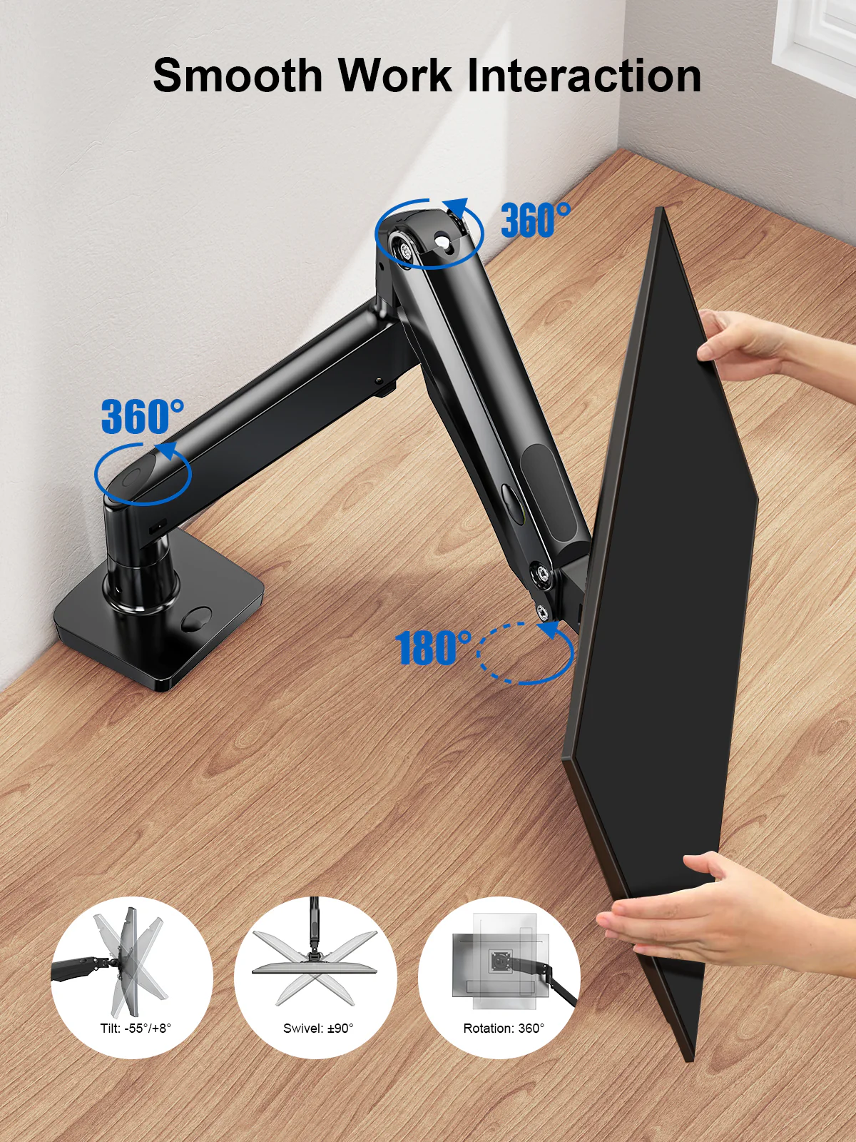 ErgoAV-Gas spring monitor mount for single monitor up to 35" - Image 5