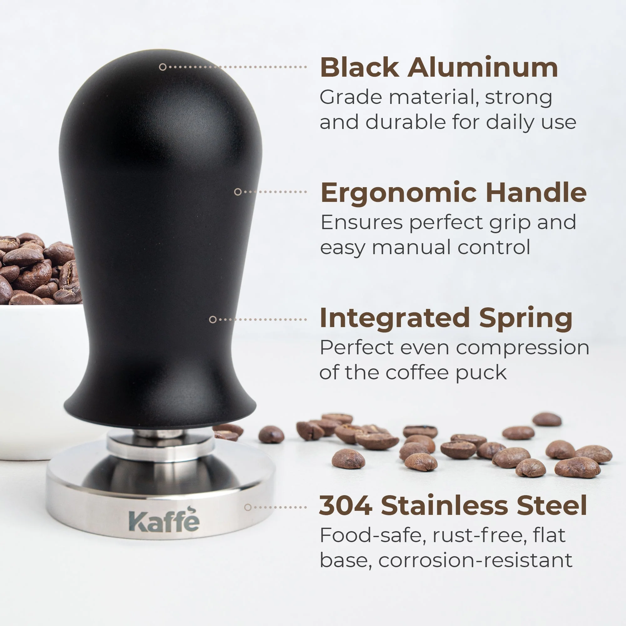 Espresso Tamper with Spring, 54mm, KFCT02-54 - Image 3