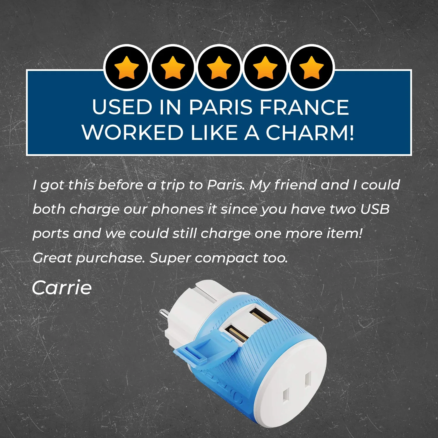 Europe, France Travel Adapter - 3 in 1 - 2 USB - Type E/F - Compact Design (U2U-9) - Image 10