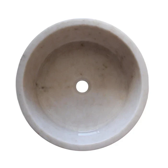 European Sugar Marble Tapered Bathroom Above Vanity Vessel Sink (D)16" (H)6" - Image 2