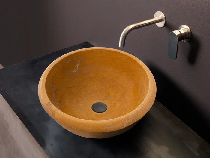 Golden Sienna Natural Stone Travertine Drop-in or Above Vanity Bathroom Vessel Sink - Image 2