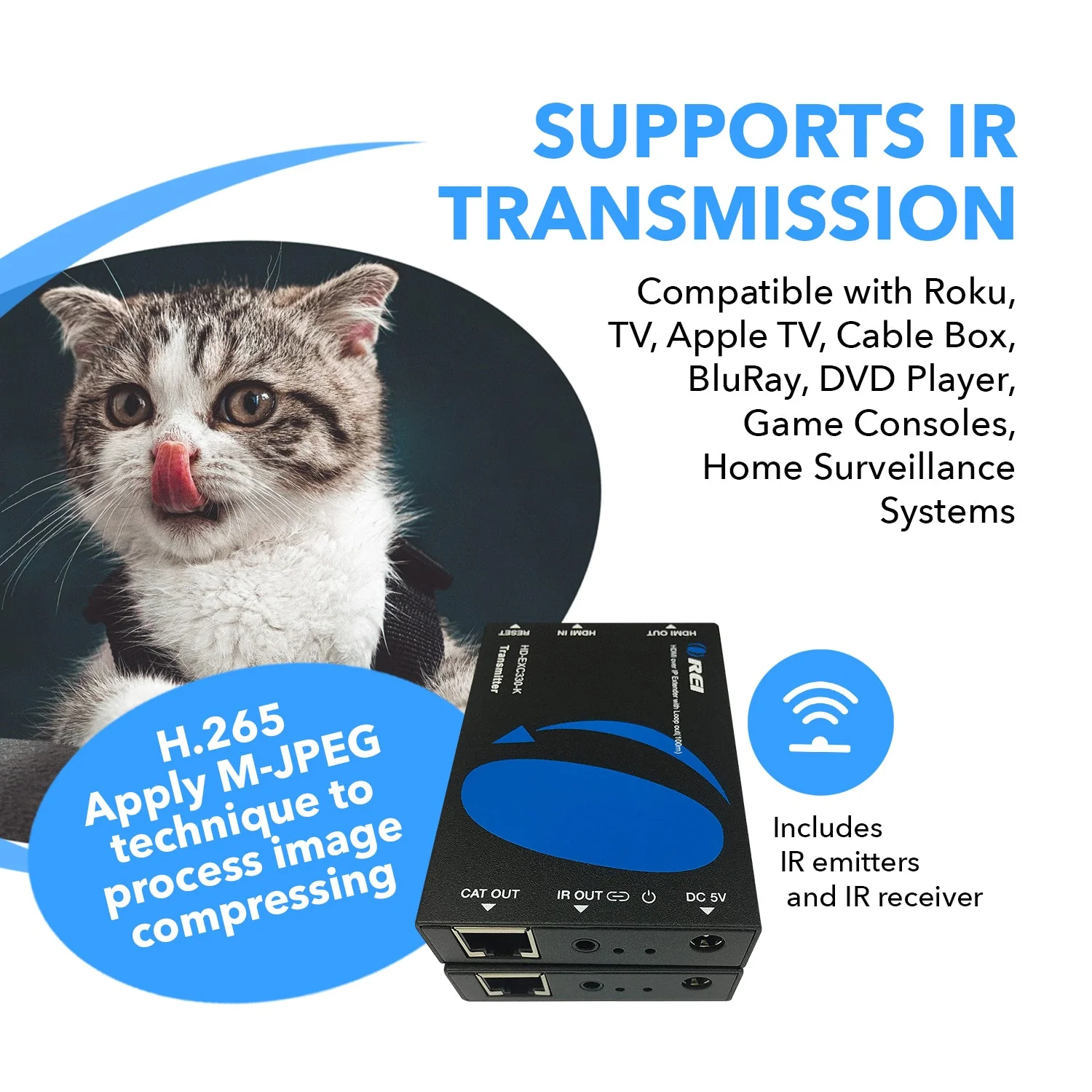 HDMI Over IP Extender Full HD 1080P upto 330 ft CAT5e/6 Cable with IR (HD-EXM330-K) - Image 7