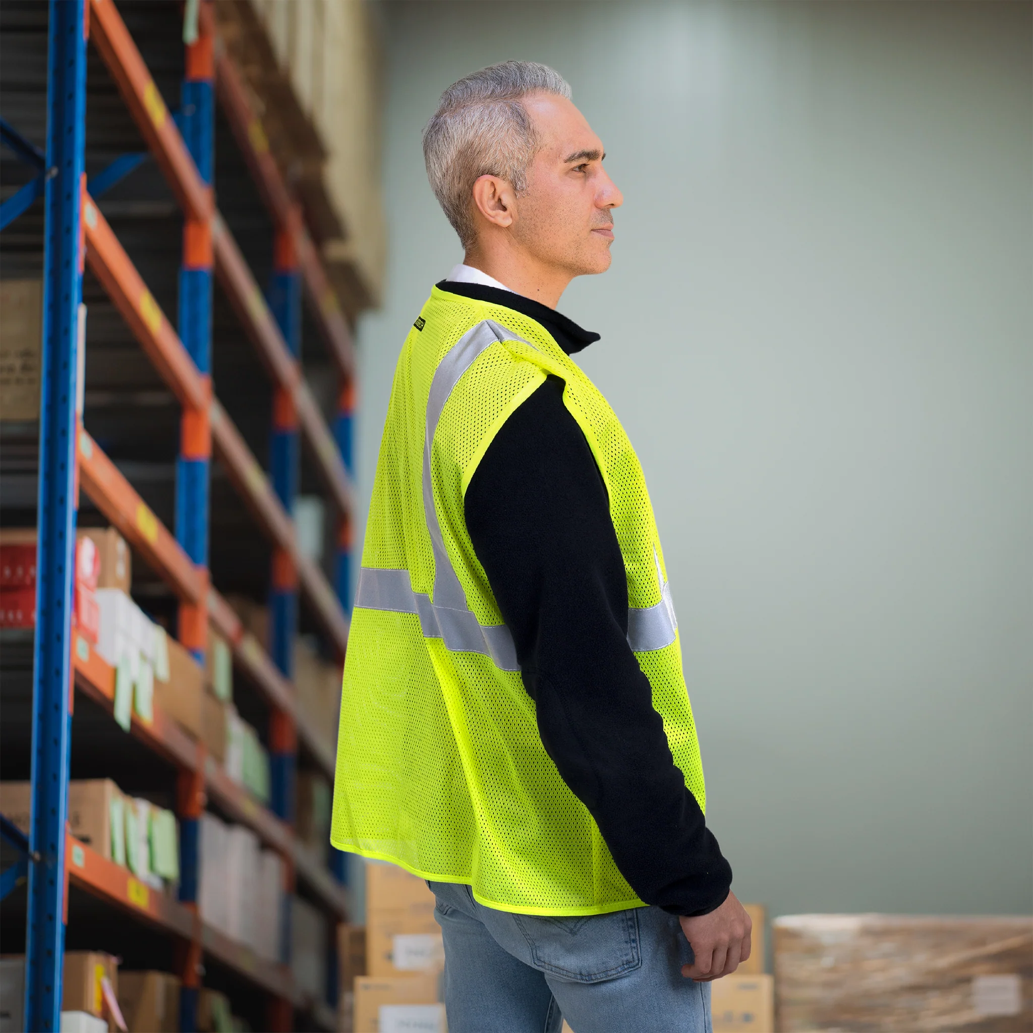 Hi-Vis Mesh Safety Vest with 2” Reflective Strips and Pocket - Image 12