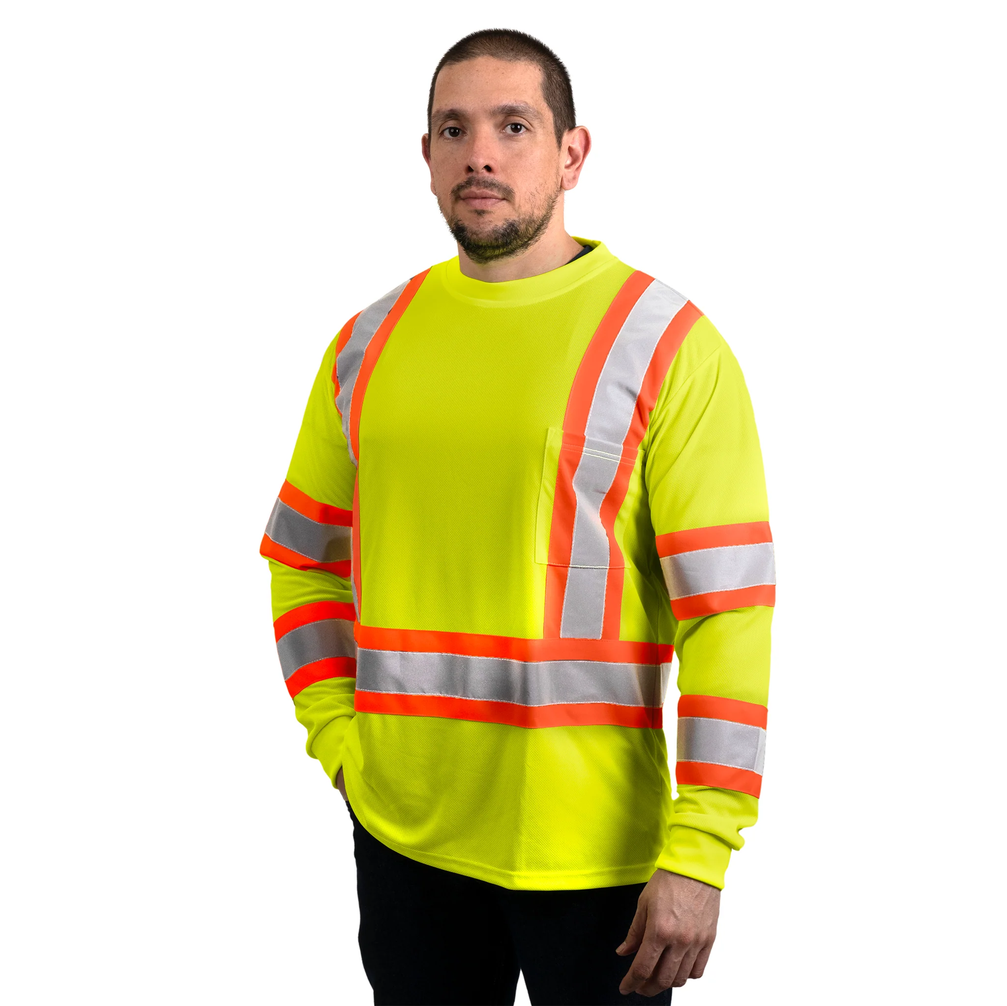 Hi-Vis Reflective Two-Tone Long Sleeve Safety Shirt - Image 16