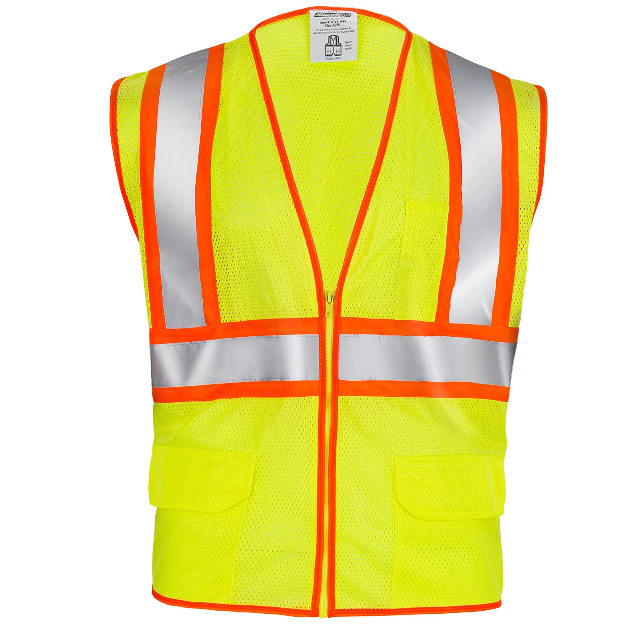 Hi-Vis Two Toned Mesh Safety Vest with 2” Reflective Strips and Pockets - Image 2