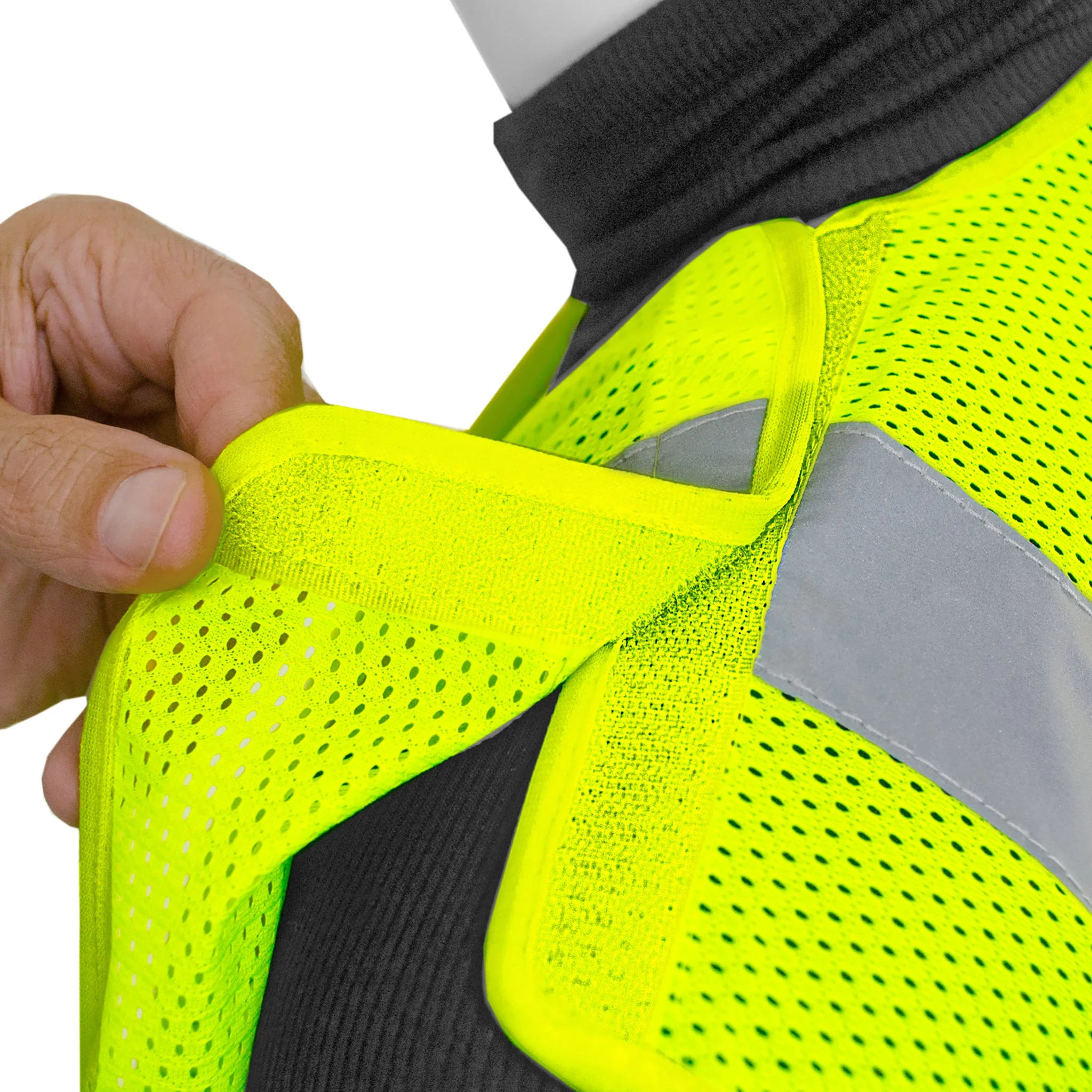 Hi-Vis Yellow Mesh Tearaway Safety Vest with 2” Reflective Strips and Pocket - Image 8