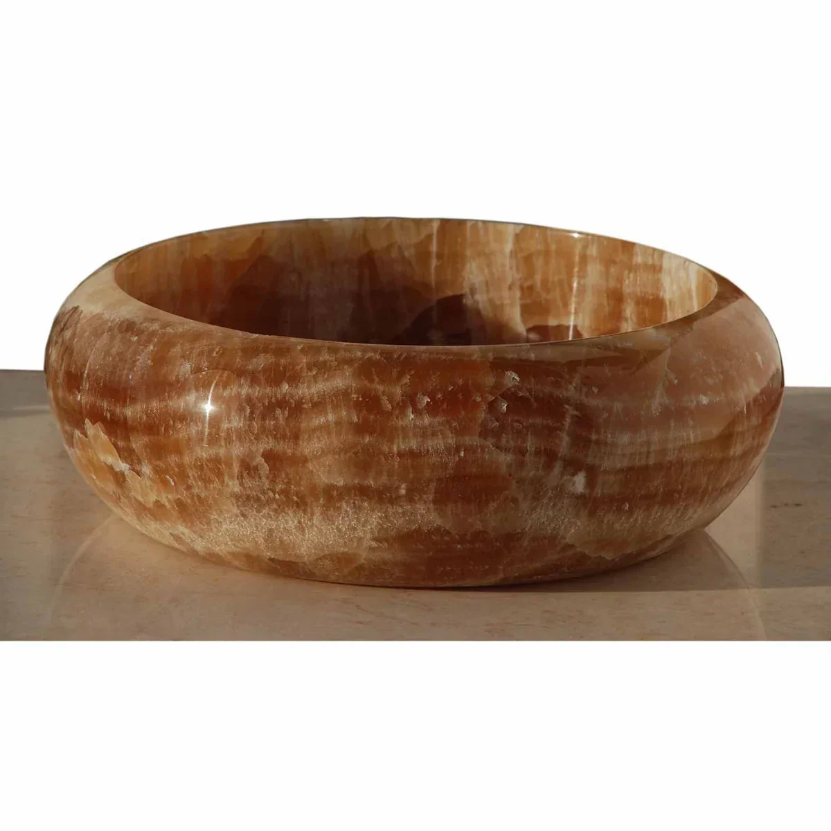 Honey Onyx Translucent Natural Stone Above Vanity Bathroom Vessel Sink Polished - Image 3