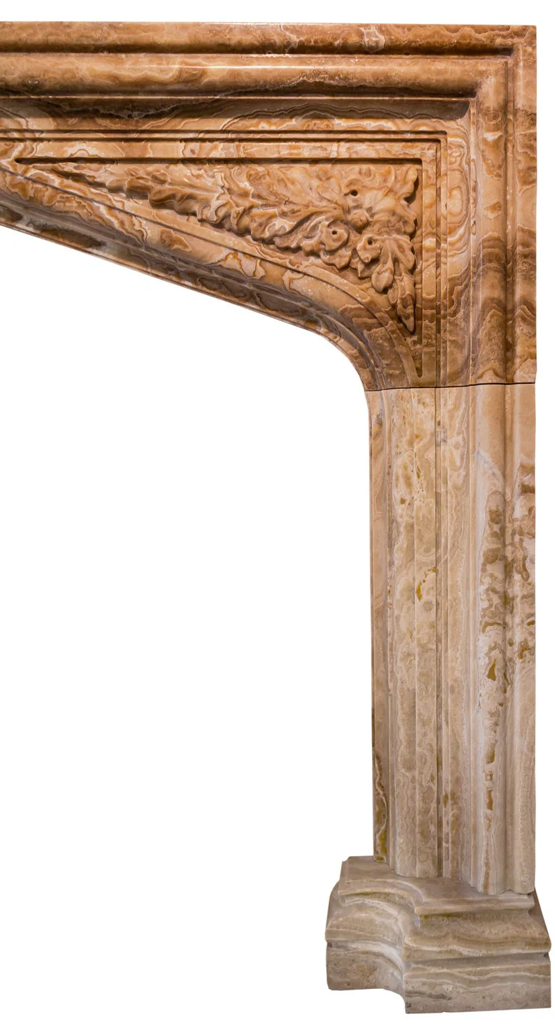 Honey Onyx Translucent Natural Stone French Villa Style Hand-carved Fireplace Surround (W)6" (L)57" (H)52" - Image 4