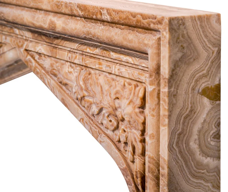Honey Onyx Translucent Natural Stone French Villa Style Hand-carved Fireplace Surround (W)6" (L)57" (H)52" - Image 8