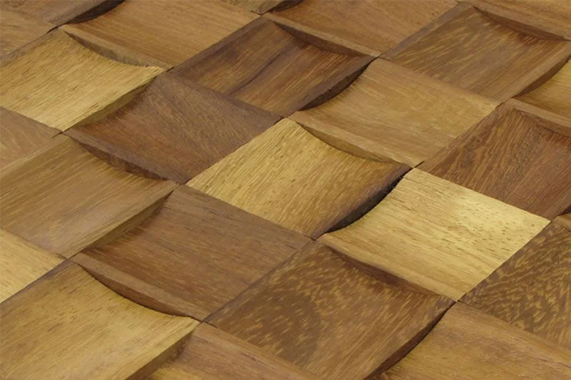 Iroko Prolate Mesh-mounted Wood Mosaic Wall Tile - Livfloors Collection - Image 3