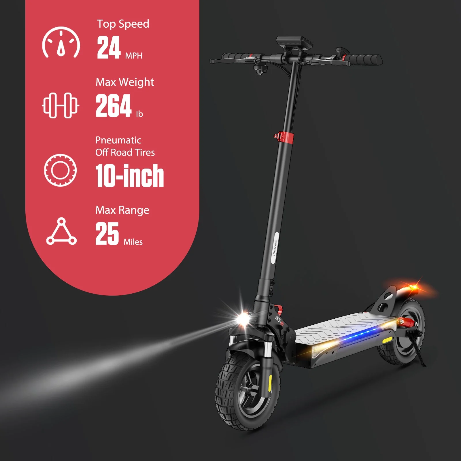 iScooter iX3 800W Off Road Electric Scooter - Image 2