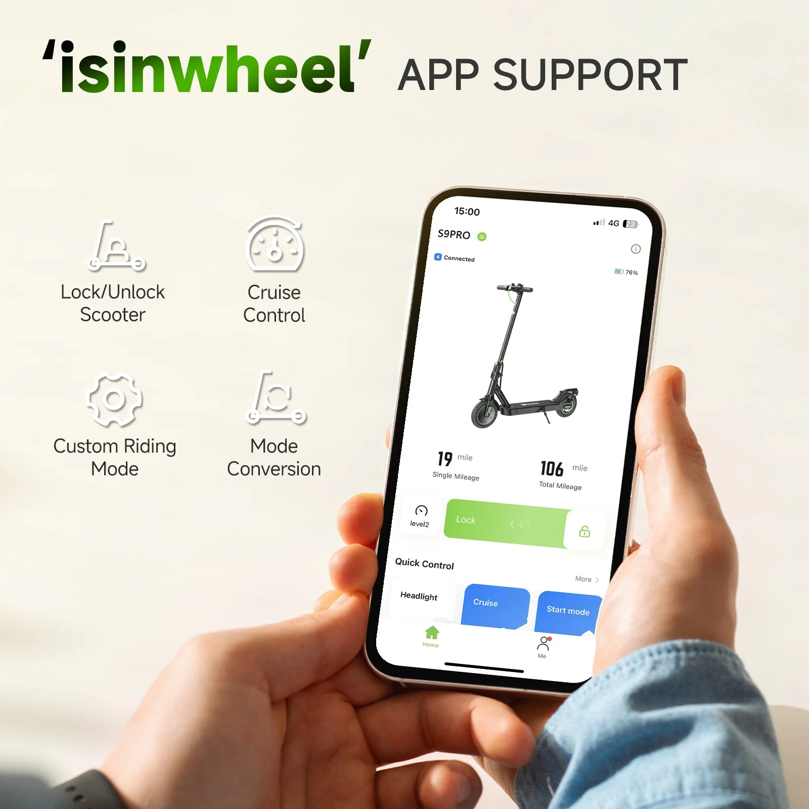 isinwheel S9 Pro Pneumatic Tire Electric Scooter - Image 5