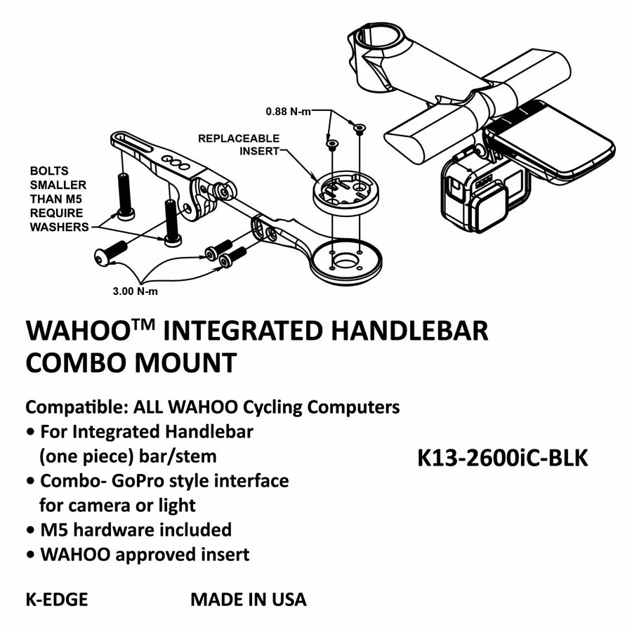 K-EDGE Integrated Handlebar System Combo Mount for Wahoo - Image 3
