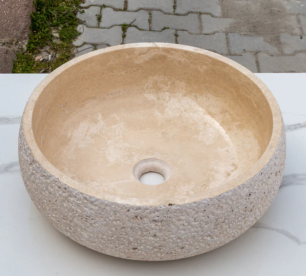 Light Beige Travertine Above Vanity Bathroom Sink Rustic Outside (D)16" (H)6" - Image 5