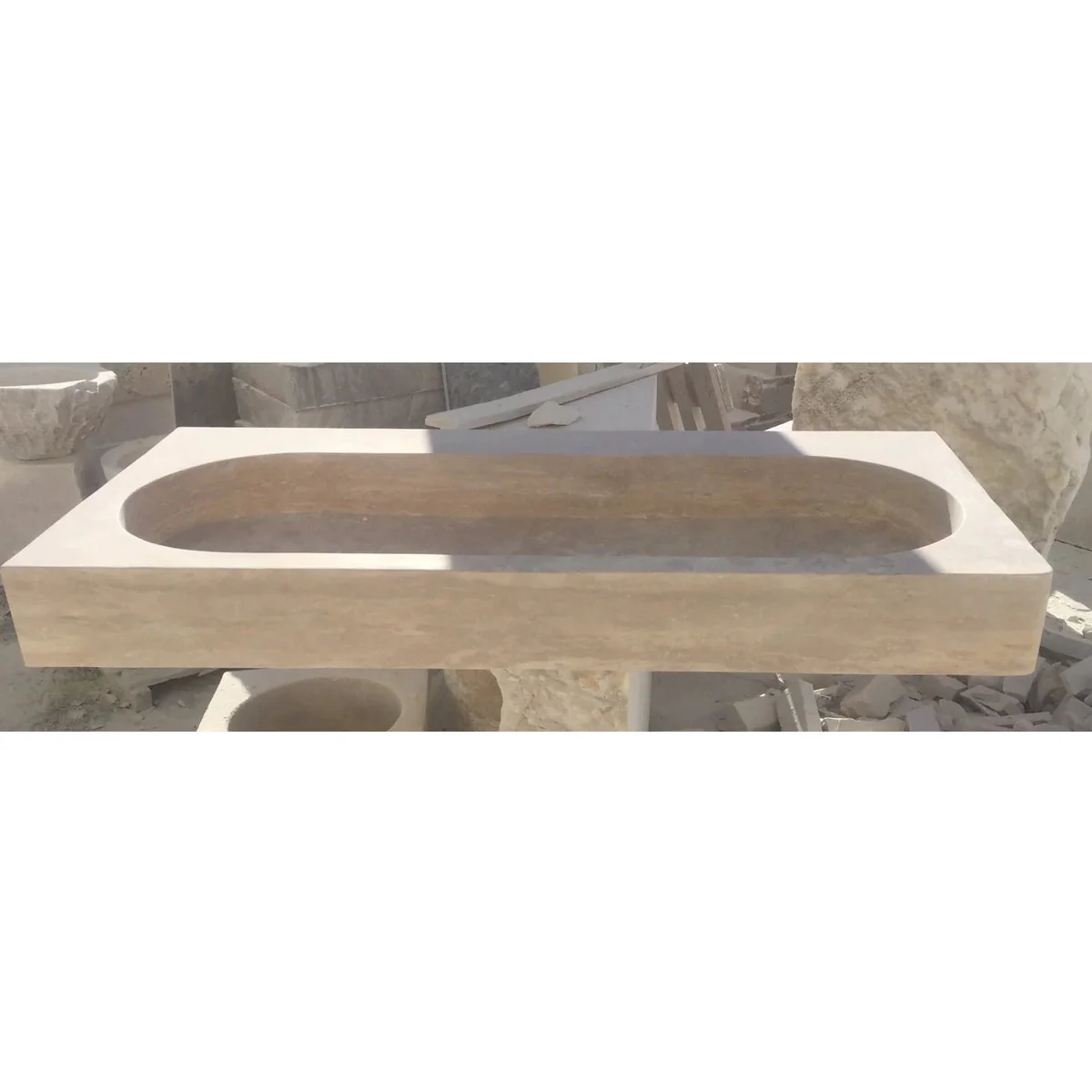 Light Travertine Natural Stone Basin Travertine Above Vanity Bathroom Sink - Image 2