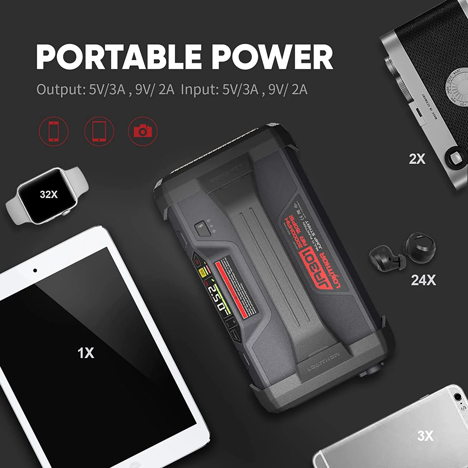 Lokithor JA301 Jump Starter with Air Compressor - Image 3