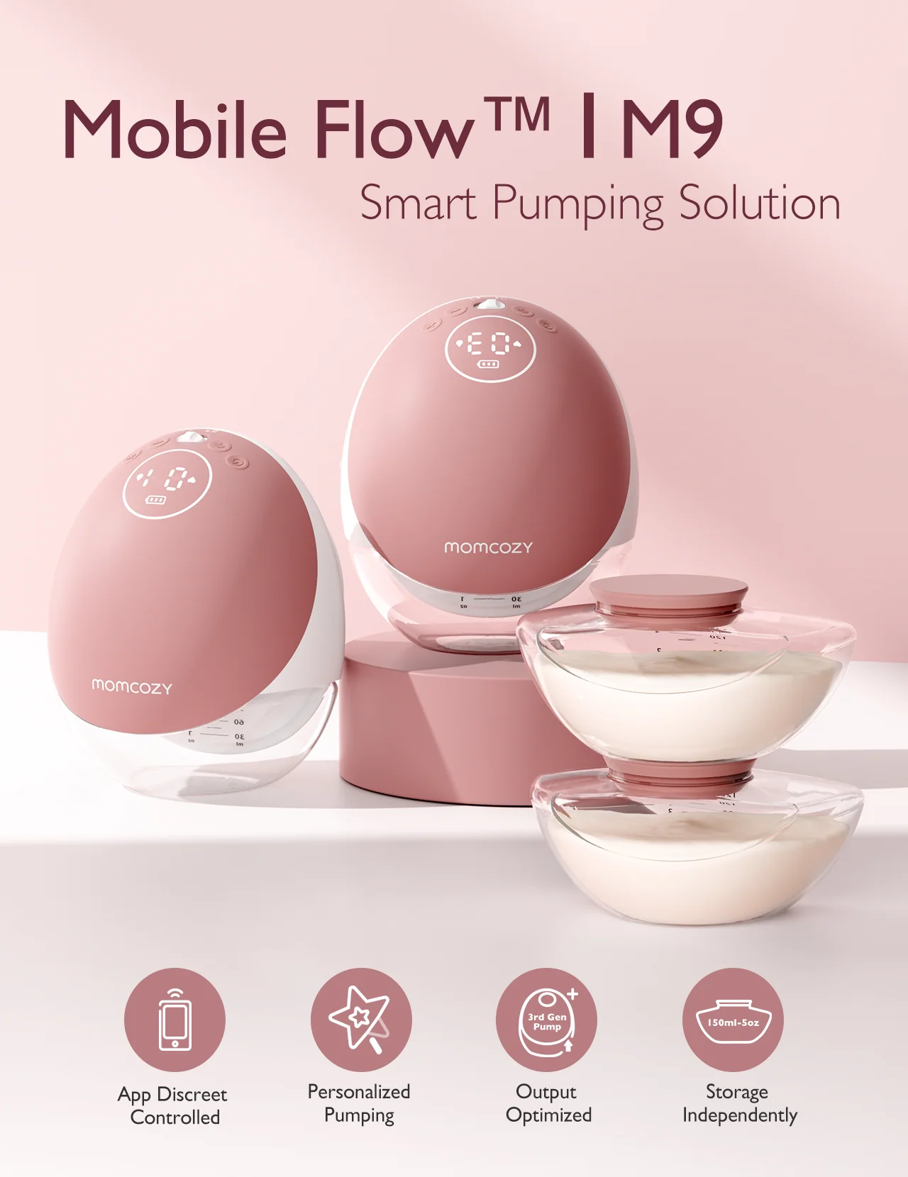 Momcozy Mobile Flow™ Hands-Free Breast Pump Cozy Red-M9 - Image 2