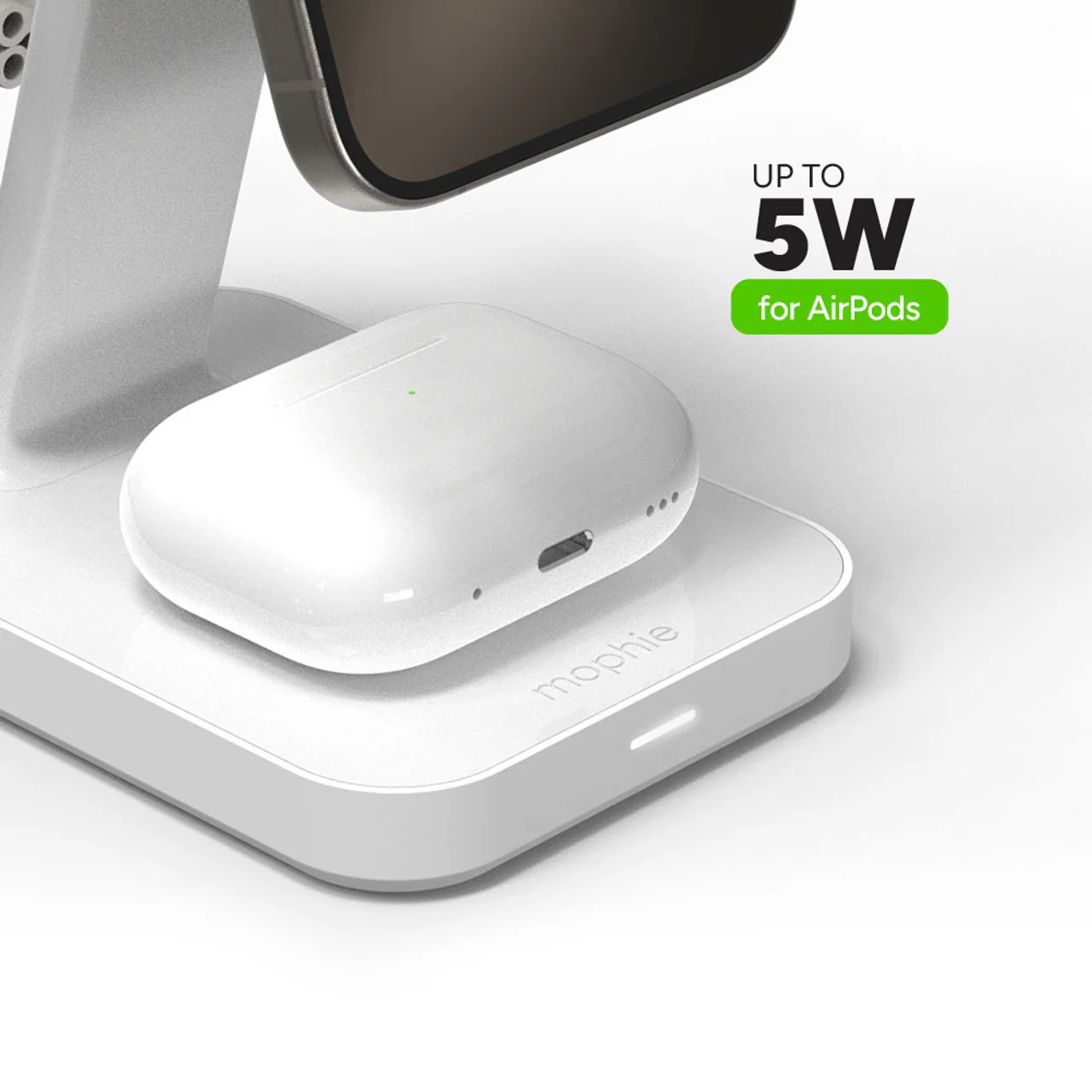 Mophie Universal Wireless 3-in-1 Charging Stand With Qi2 White - Image 3