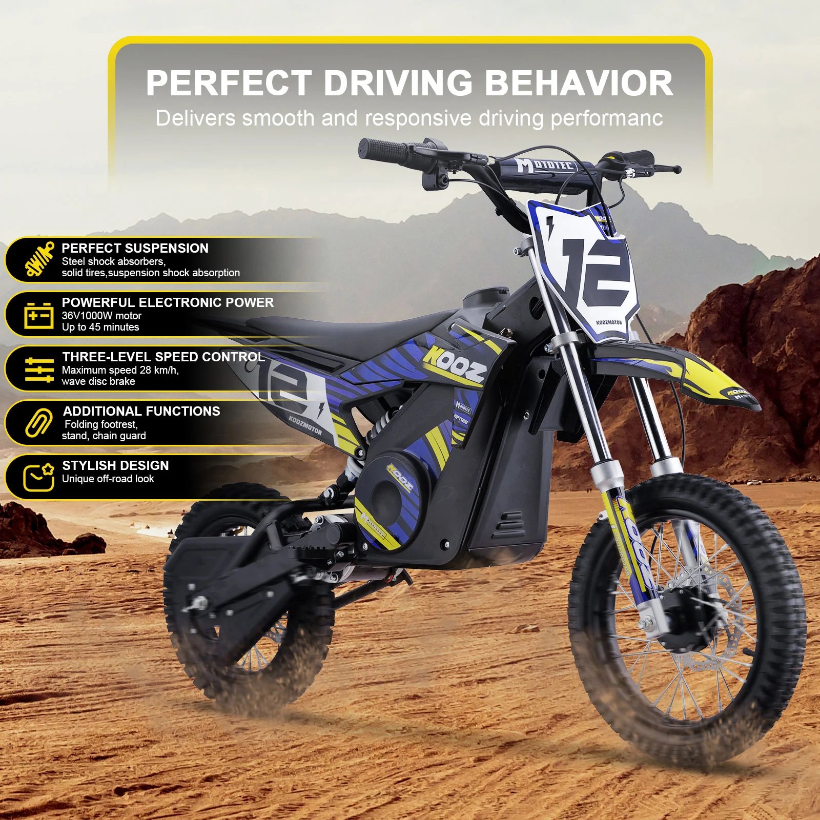 MotoTec 36v 1000w Electric Dirt Bike HP112E - Image 10
