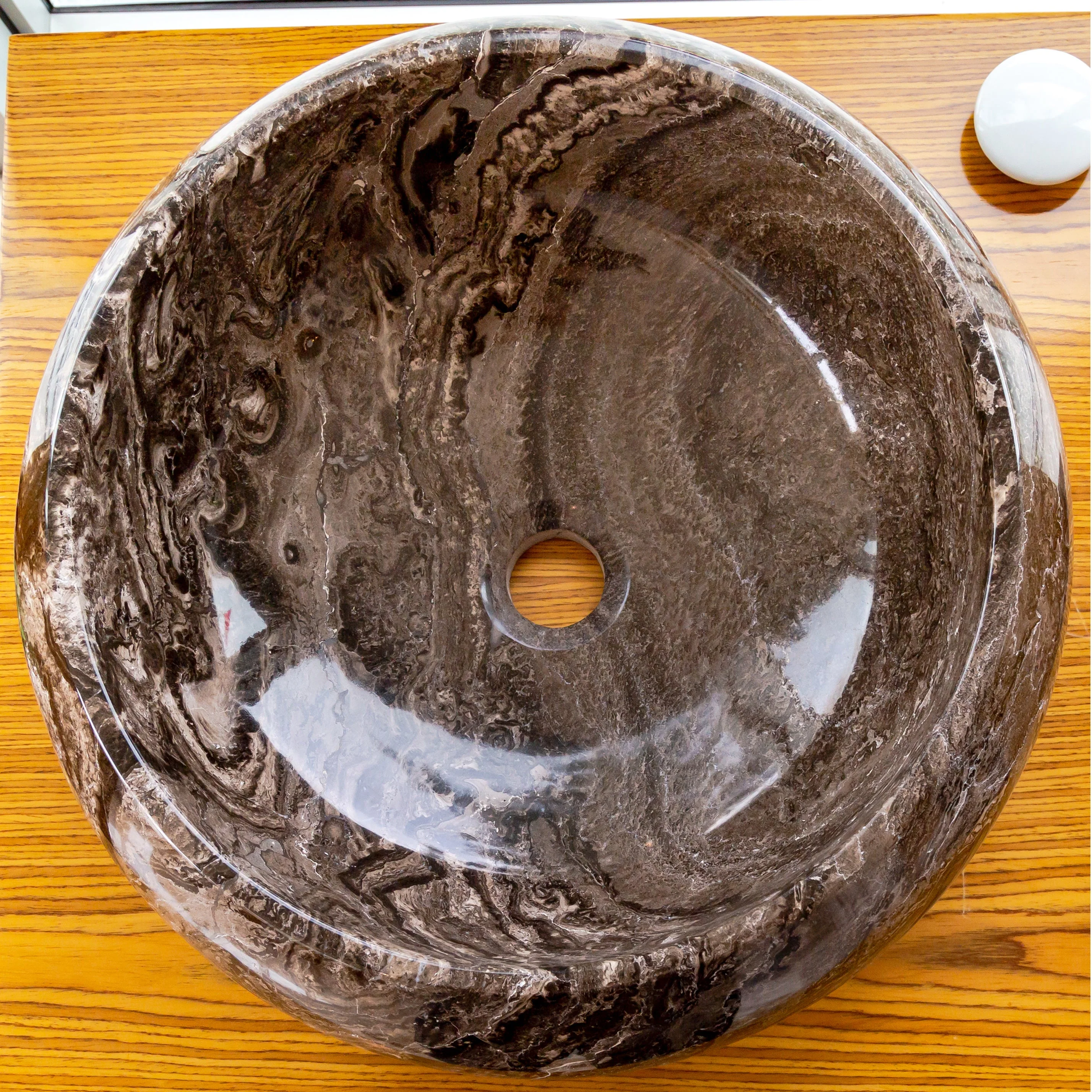Narcist Brown Marble Vessel Sink High-Gloss Polished - Image 22